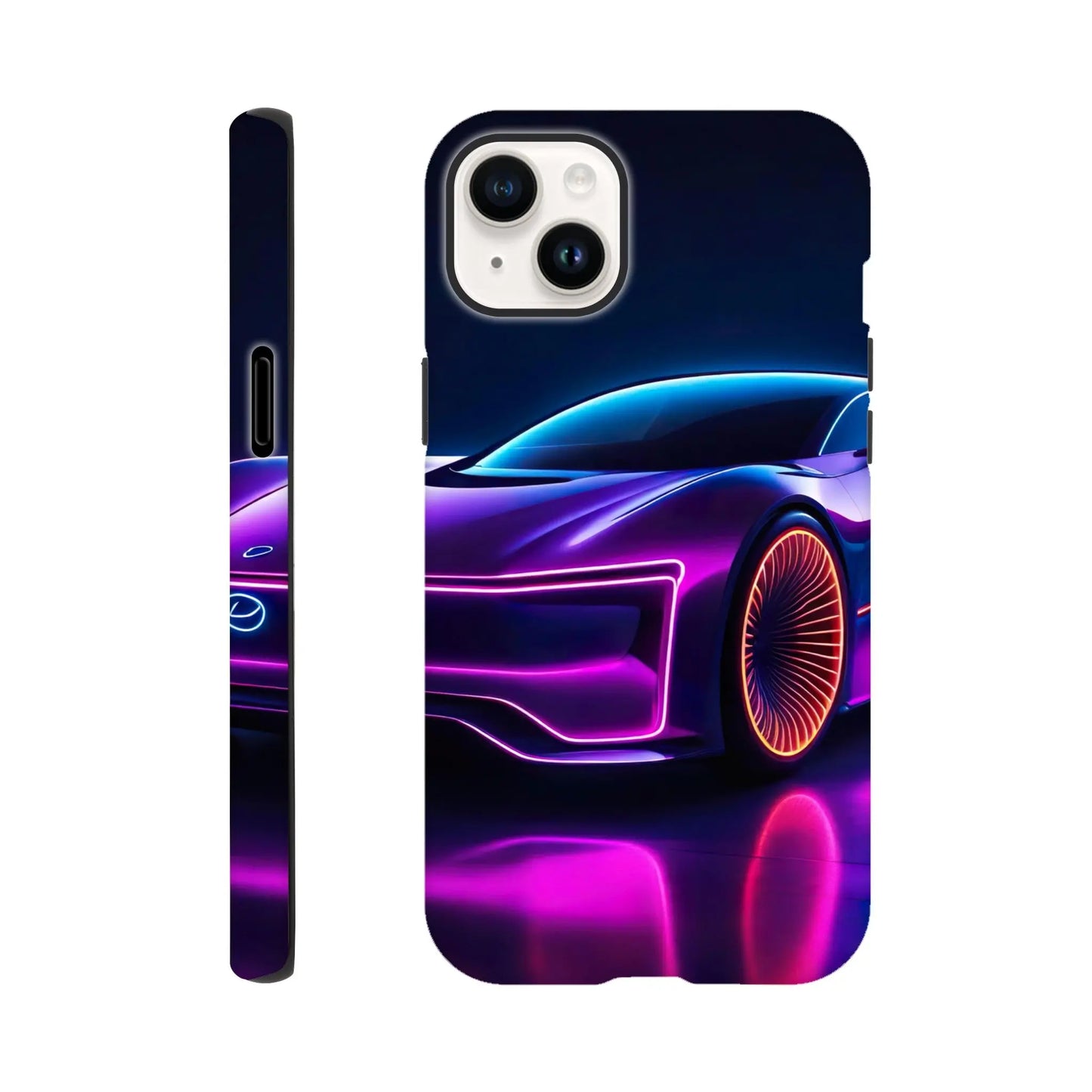 Smartphone-Hülle "Hart" - Futuristisches Auto - Neon Stil, KI-Kunst RolConArt, Neon, iPhone-14-Plus