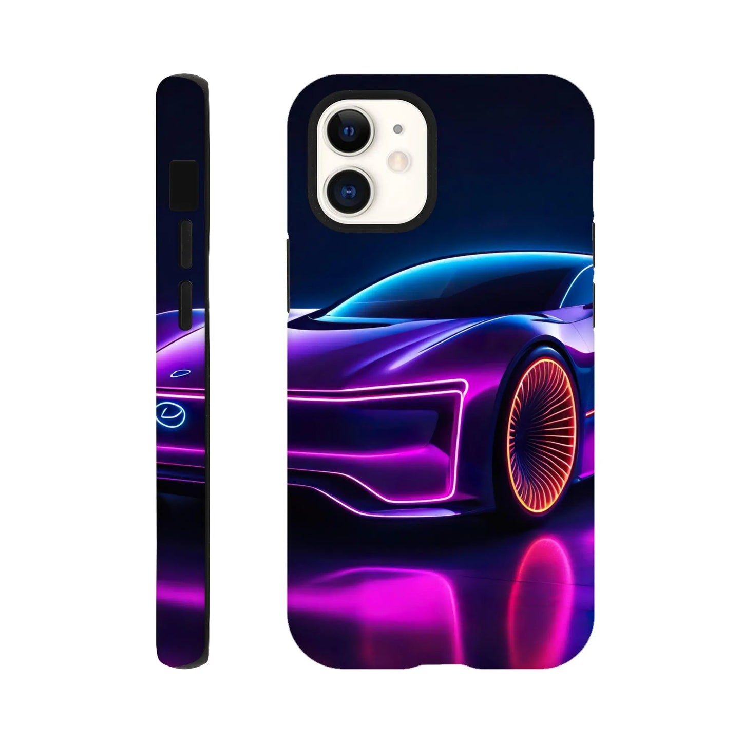 Smartphone-Hülle "Hart" - Futuristisches Auto - Neon Stil, KI-Kunst RolConArt, Neon, iPhone-12-Mini