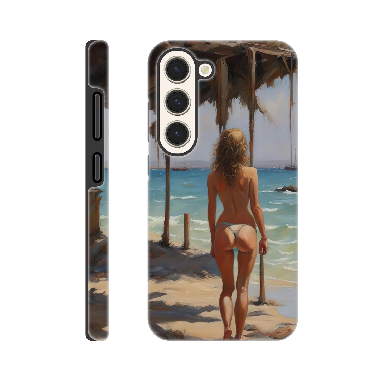 Smartphone-Hülle "Hart" - Frau am Strand - Malerischer Stil, KI-Kunst RolConArt, Malerischer Stil - Porträts, Galaxy-S23