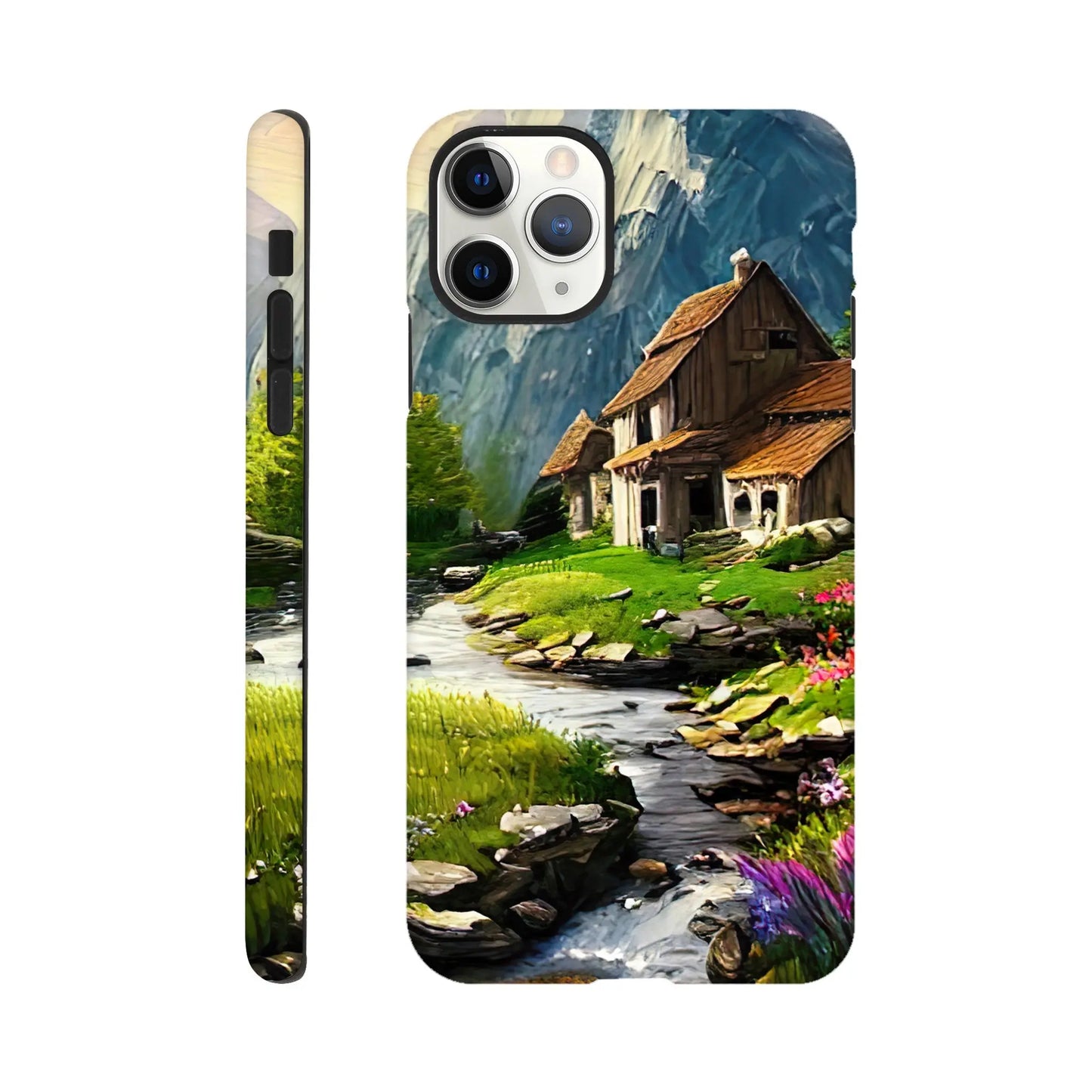 Smartphone-Hülle "Hart" - Berglandschaft - Malerischer Stil, KI-Kunst RolConArt, Landschaften, iPhone-11-Pro-Max