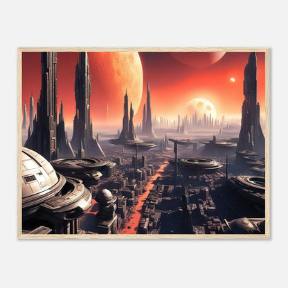 Gerahmtes Premium-Poster -Futuristische Welt- Digitaler Stil, KI-Kunst - RolConArt, Sci-Fi, 60x80-cm-24x32-Holzrahmen