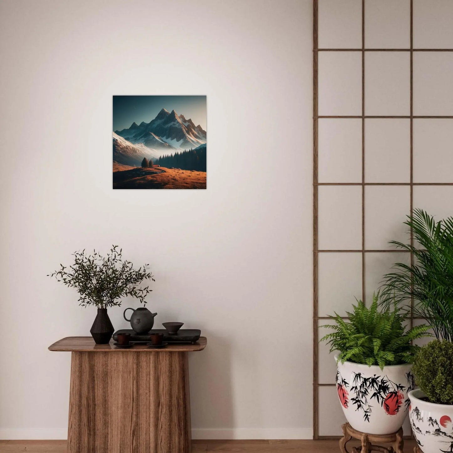 Moderner Forex-Druck - Berglandschaft - Foto Stil, KI-Kunst RolConArt