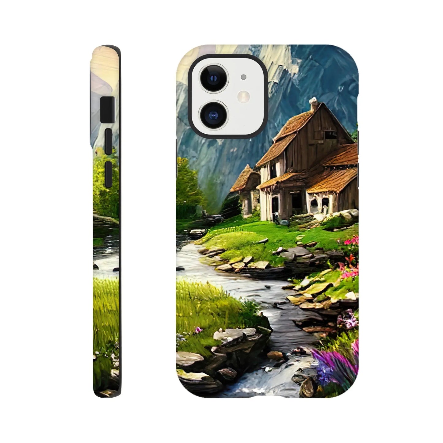 Smartphone-Hülle "Hart" - Berglandschaft - Malerischer Stil, KI-Kunst RolConArt, Landschaften, iPhone-12