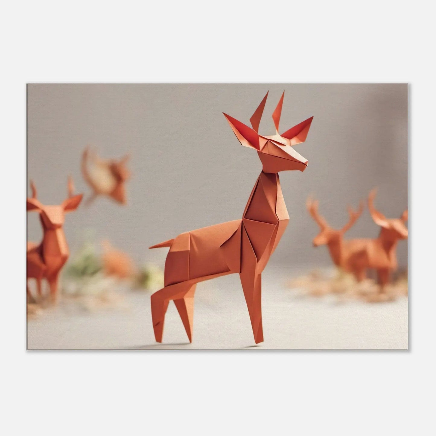 Leinwandbild - Hirsch - Origami Stil, KI-Kunst - RolConArt, Origami Kunst, 70x100-cm-28x40