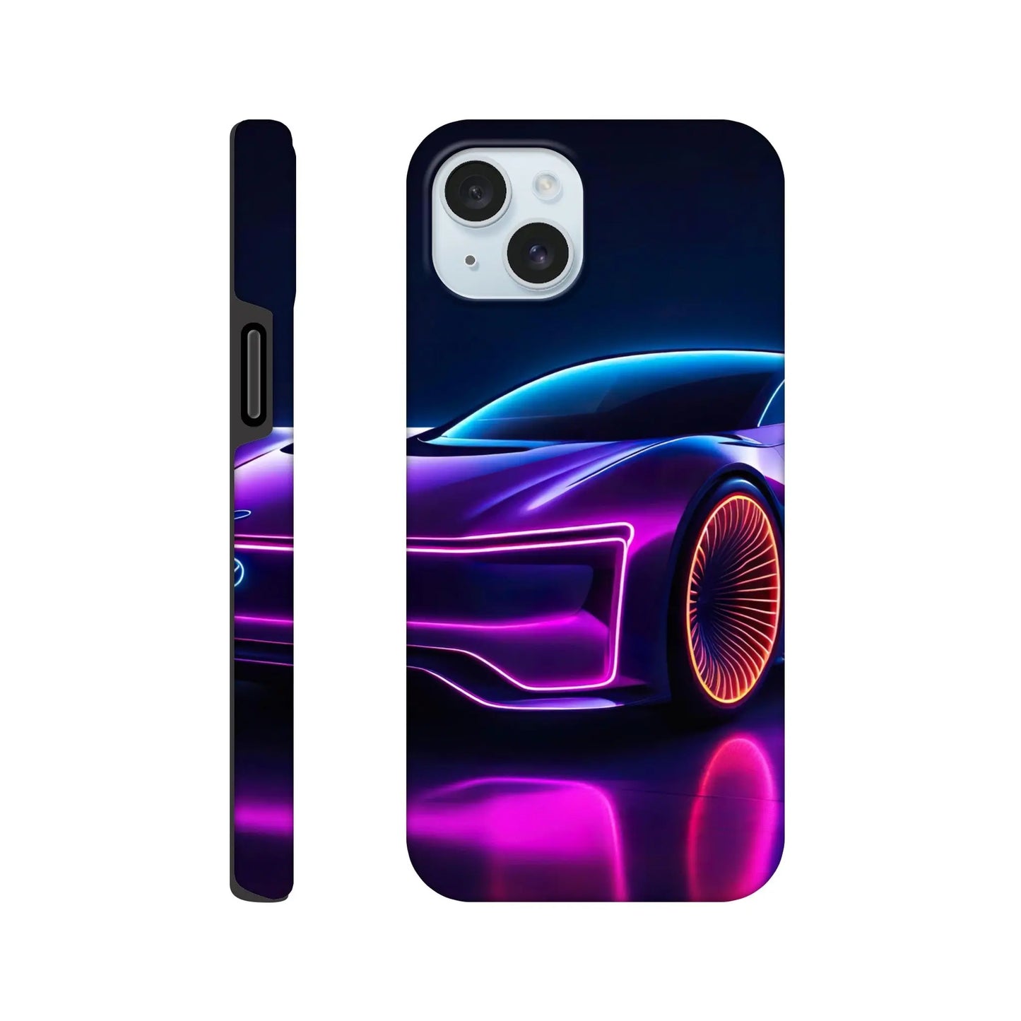 Smartphone-Hülle "Hart" - Futuristisches Auto - Neon Stil, KI-Kunst RolConArt, Neon, iPhone-15-Plus