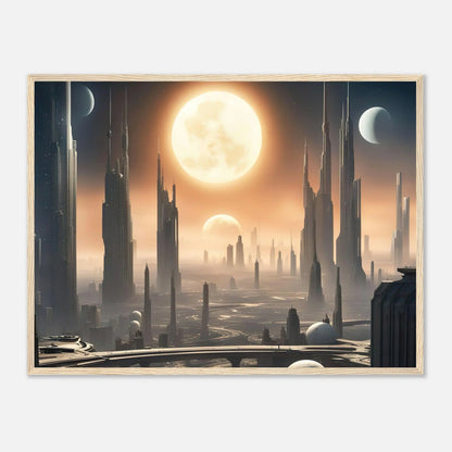 Gerahmtes Premium-Poster -Futuristische Welt- Digitaler Stil, KI-Kunst - RolConArt, Sci-Fi, 60x80-cm-24x32-Holzrahmen