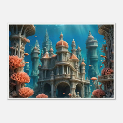 Gerahmtes Premium-Poster - Unterwasserwelt - Digitaler Stil, KI-Kunst - RolConArt, Unterwasserlandschaften, 70x100-cm-28x40-Weißer-Rahmen