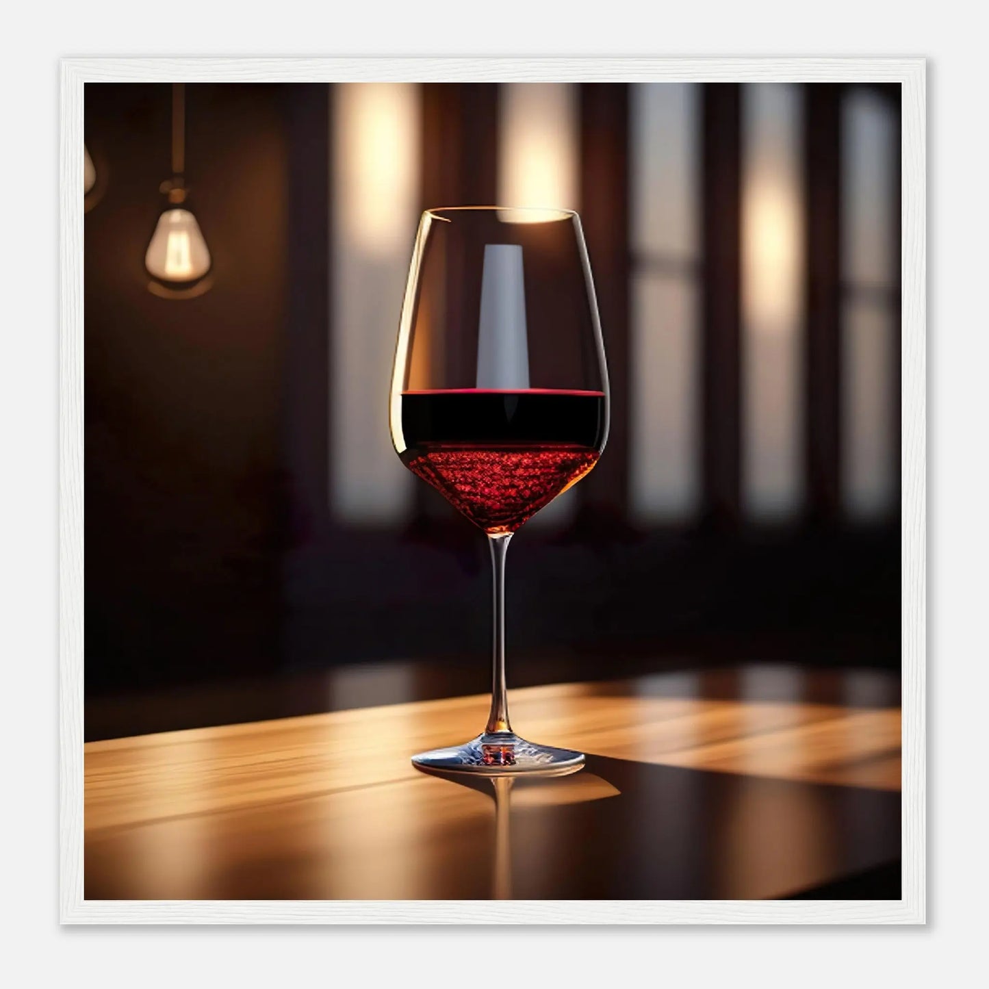 Gerahmtes Premium-Poster - Rotwein im Glas - Foto Stil, KI-Kunst - RolConArt, Kreative Vielfalt, 50x50-cm-20x20-Weißer-Rahmen