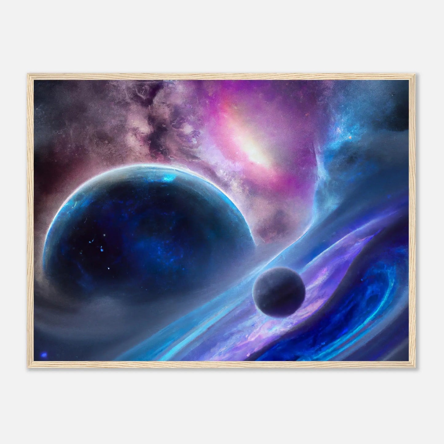 Gerahmtes Premium-Poster - Planet, Weltraum - Digitaler Stil, KI-Kunst - RolConArt, Sci-Fi, 60x80-cm-24x32-Holz