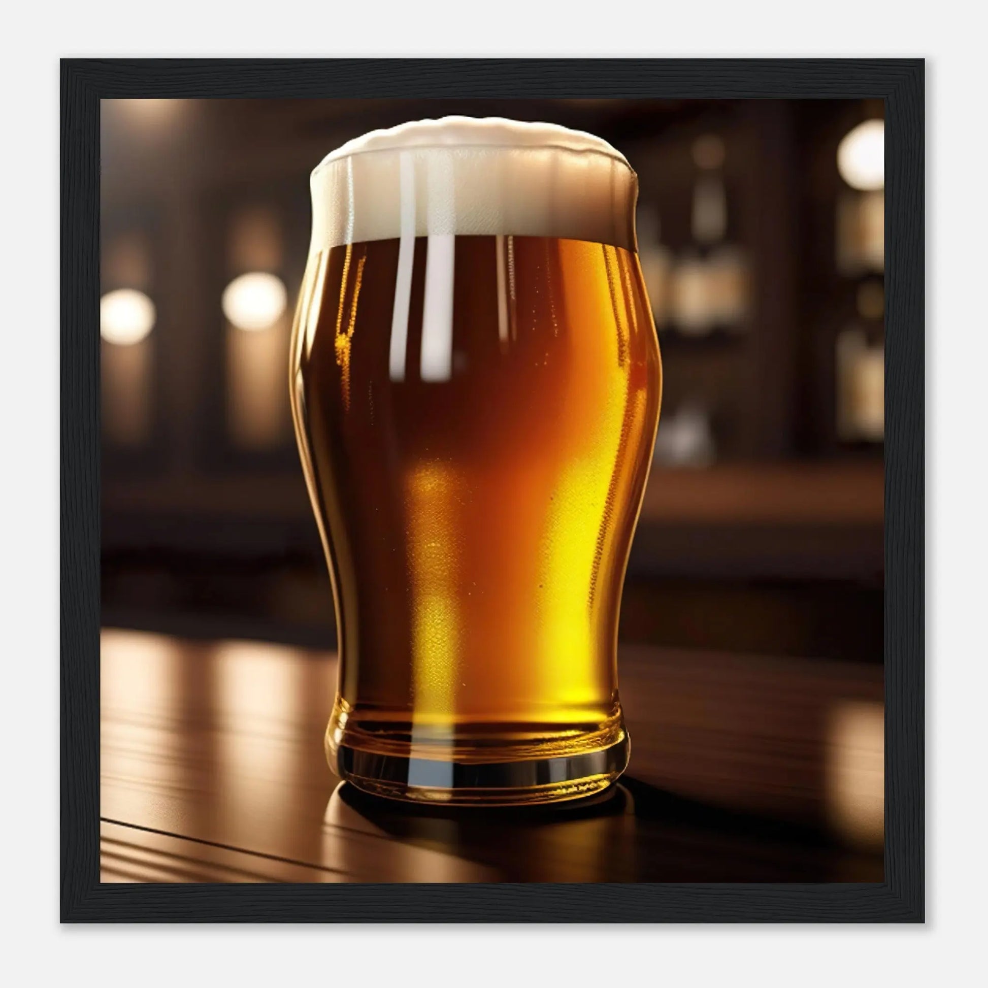 Gerahmtes Premium-Poster - Bier im Glas - Foto Stil, KI-Kunst - RolConArt, Kreative Vielfalt, 30x30-cm-12x12-Schwarzer-Rahmen