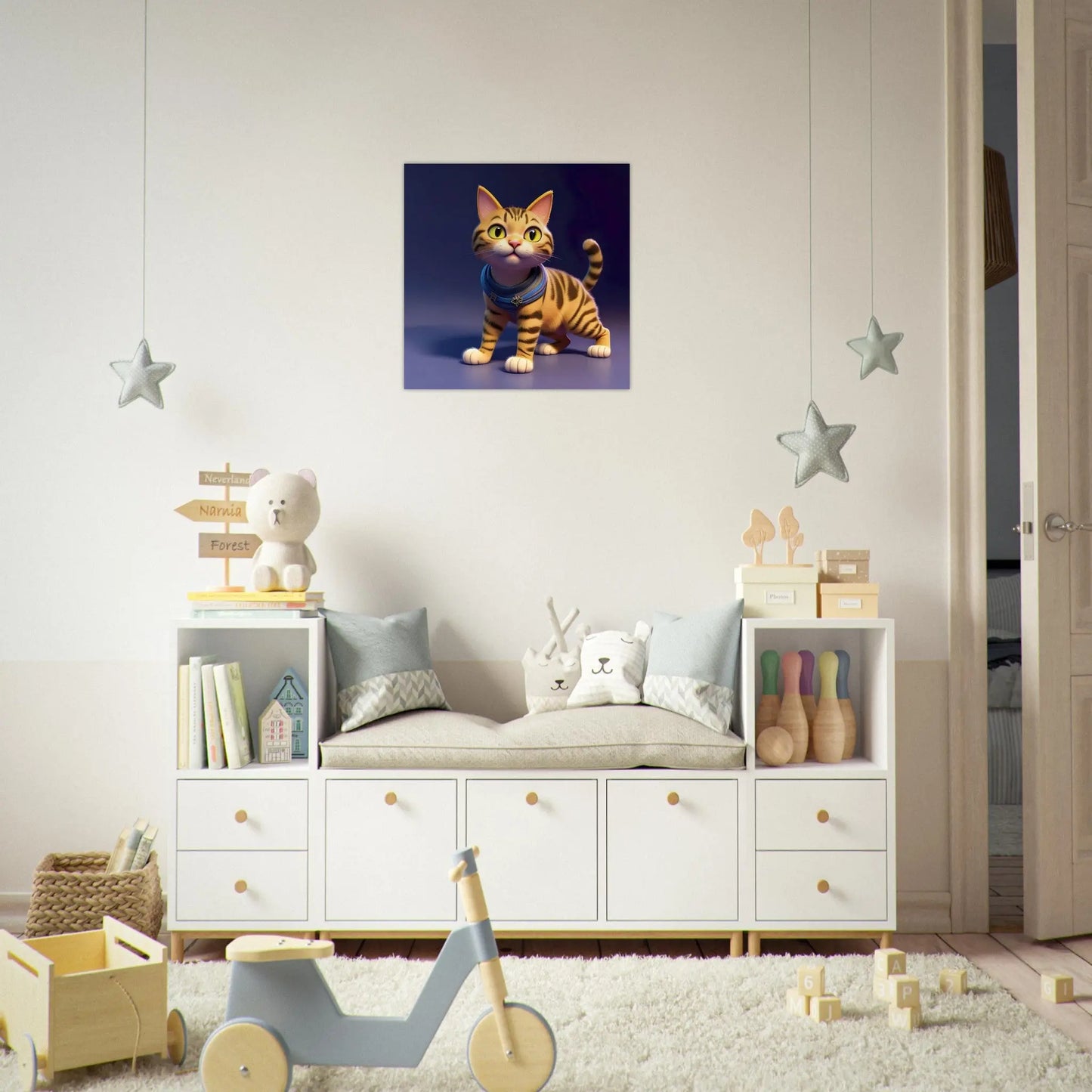 Aluminiumdruck - Niedliche Katze - Kinderbild, 3D-Stil, KI-Kunst RolConArt