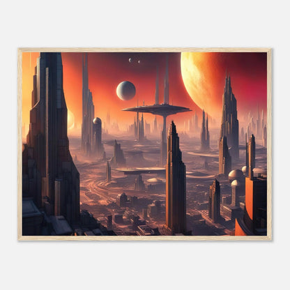 Gerahmtes Premium-Poster -Futuristische Welt- Digitaler Stil, KI-Kunst - RolConArt, Sci-Fi, 60x80-cm-24x32-Holzrahmen