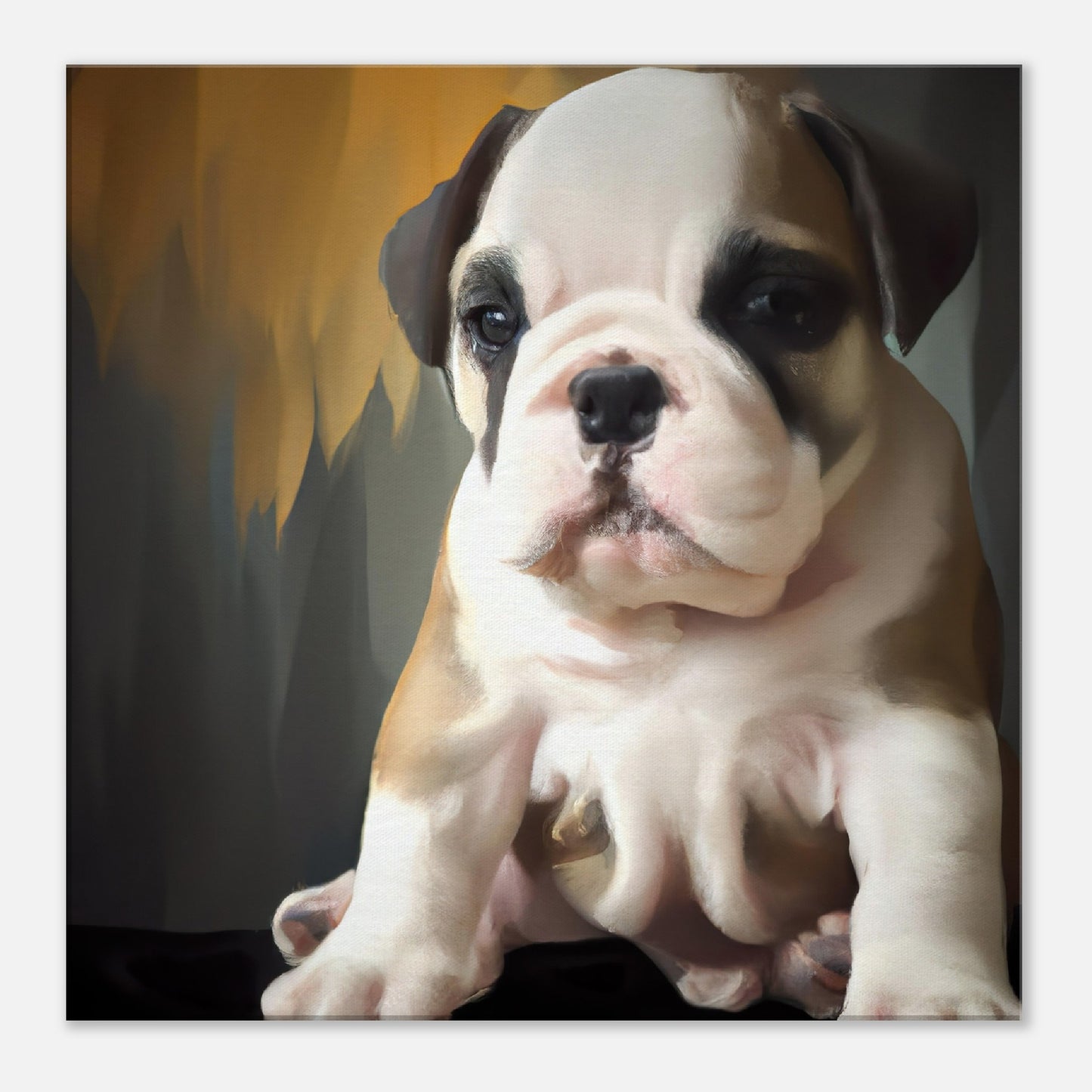 Leinwandbild - Englische Bulldogge - Malerischer Stil, KI-Kunst - RolConArt, Malerischer Stil - Tiere, 60x60-cm-24x24