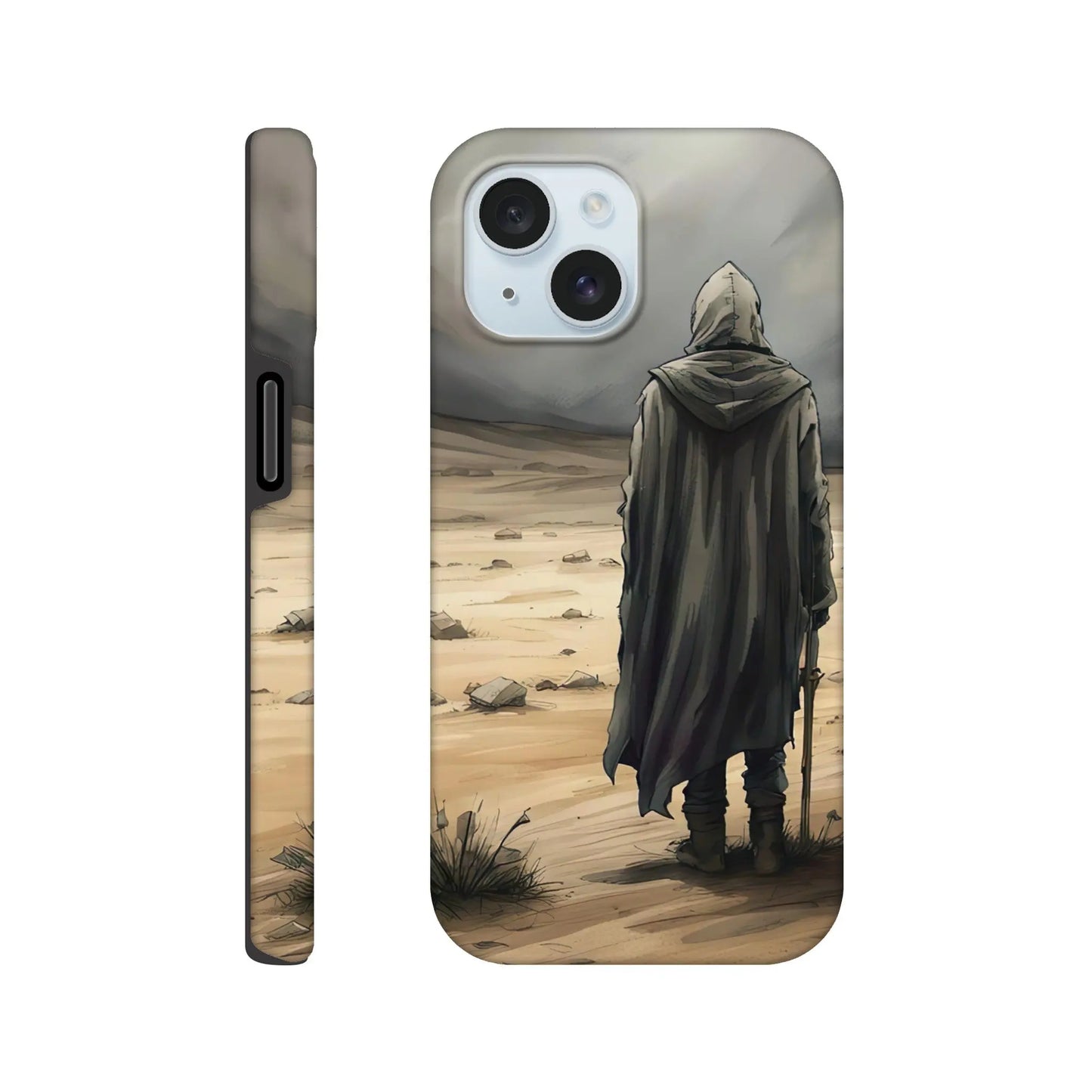 Smartphone-Hülle "Hart" - Wüstenwanderer - Malerischer Stil, KI-Kunst RolConArt, Malerischer Stil - Porträts, iPhone-15