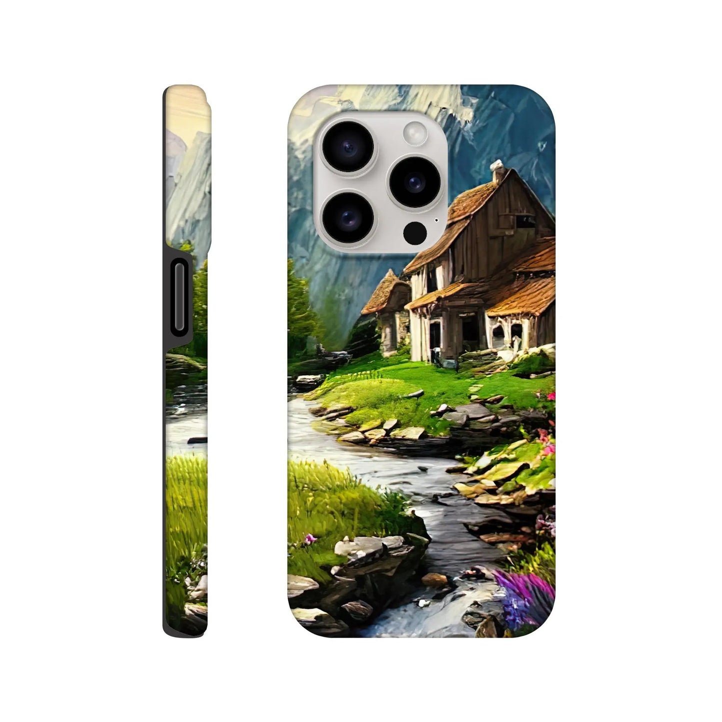 Smartphone-Hülle "Hart" - Berglandschaft - Malerischer Stil, KI-Kunst RolConArt, Landschaften, iPhone-15-Pro