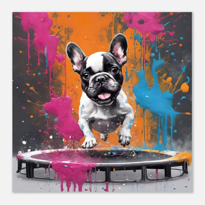 Aluminiumdruck - Französische Bulldogge - Splash Art Stil, KI-Kunst RolConArt