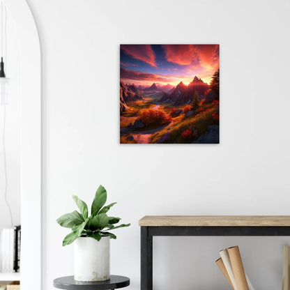 Moderner Forex-Druck - Bergpanorama - Foto Stil, KI-Kunst - RolConArt, Landschaften, 60x60-cm-24x24-Weiß