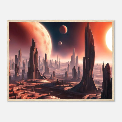 Gerahmtes Premium-Poster -Futuristische Welt- Digitaler Stil, KI-Kunst - RolConArt, Sci-Fi, 60x80-cm-24x32-Holzrahmen