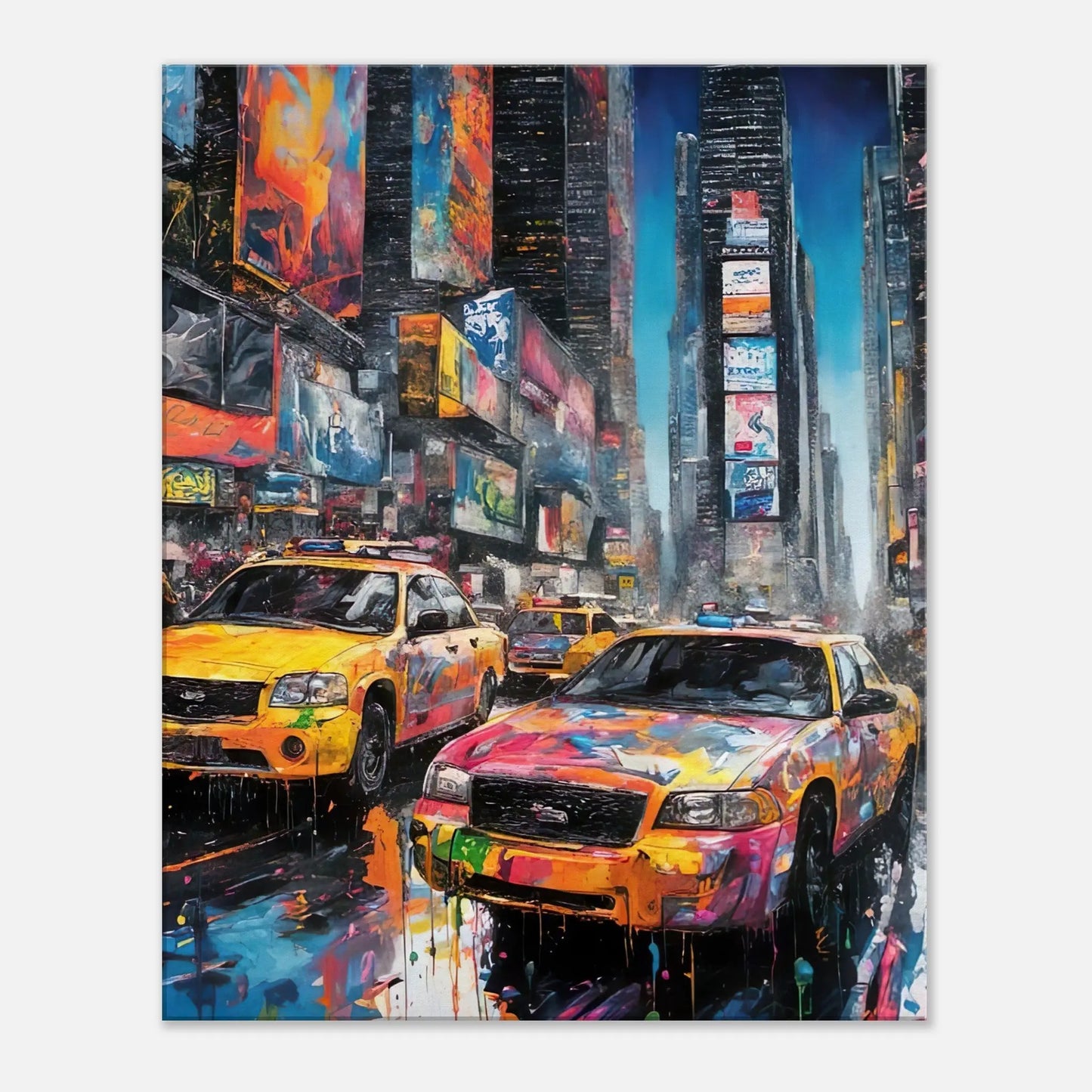 Leinwandbild - Times Square - Splash Art Stil, KI-Kunst - RolConArt, Splash Art, 60x75-cm-24x30