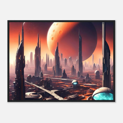 Gerahmtes Premium-Poster -Futuristische Welt- Digitaler Stil, KI-Kunst - RolConArt, Sci-Fi, 60x80-cm-24x32-Schwarzer-Rahmen