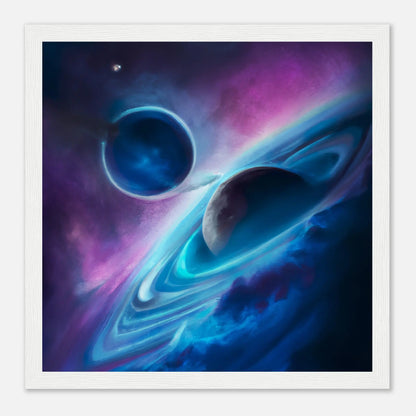 Gerahmtes Premium-Poster - Planet, Weltraum - Digitaler Stil, KI-Kunst - RolConArt, Sci-Fi, 30x30-cm-12x12-Weiß