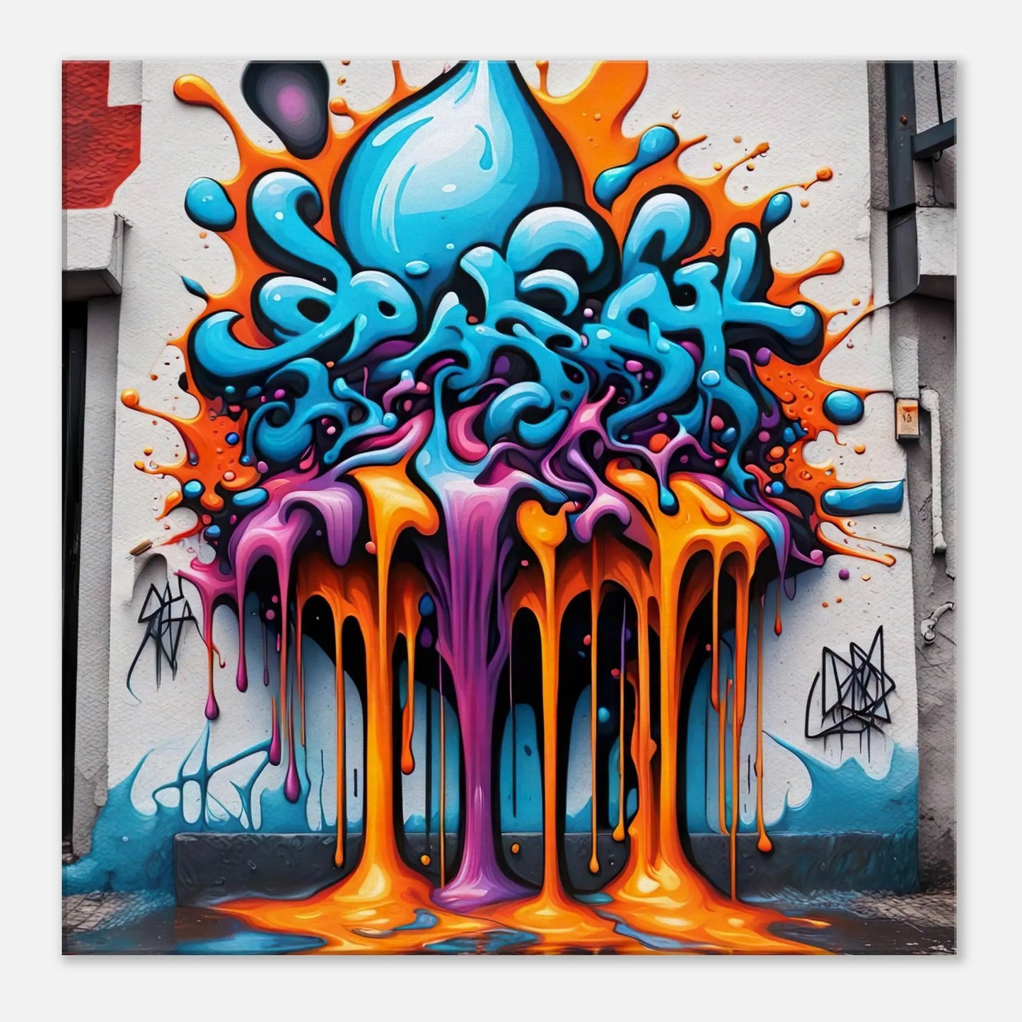 Leinwandbild - 3D Graffiti - Splash Art Stil, KI-Kunst - RolConArt, Splash Art, 60x60-cm-24x24