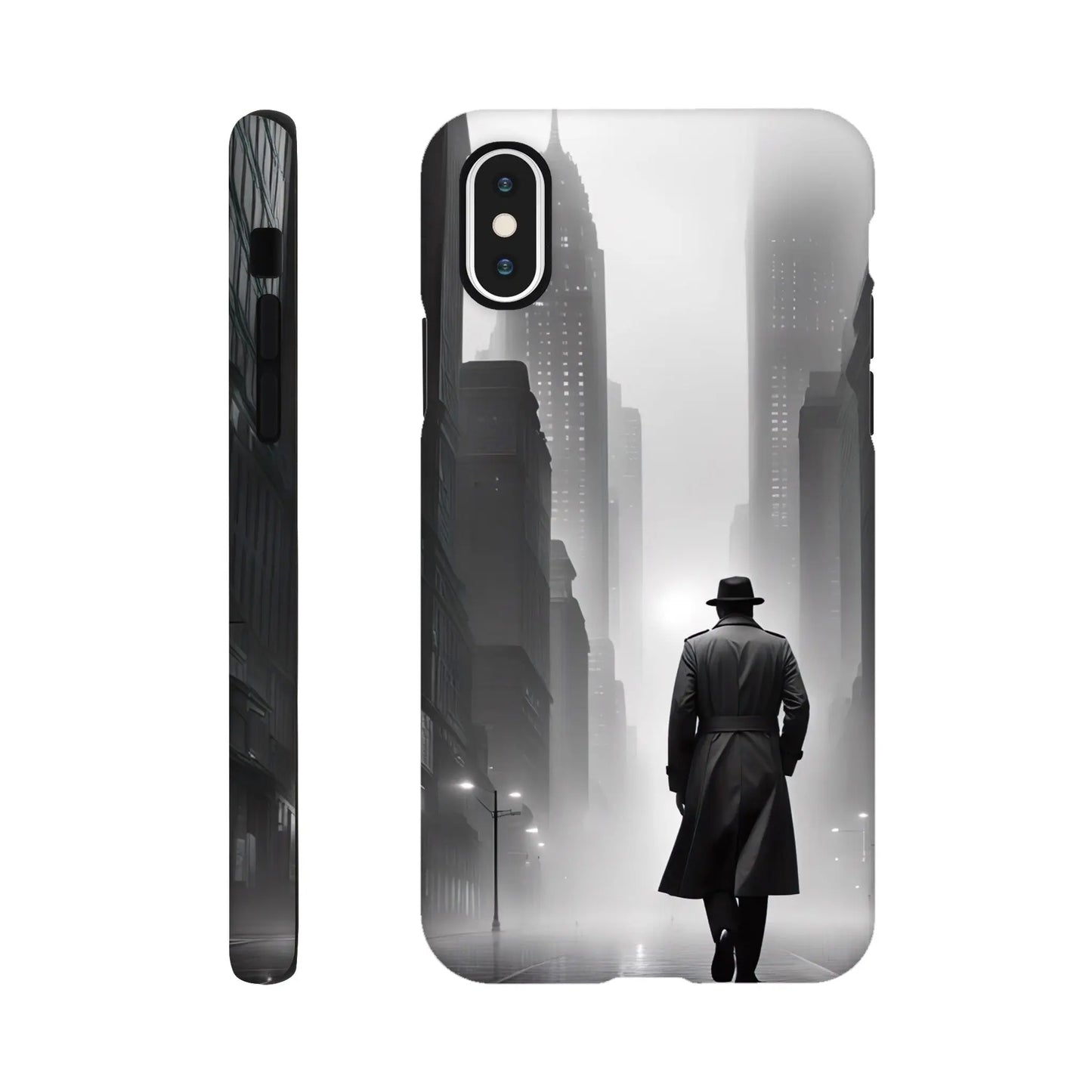Smartphone-Hülle "Hart" - Stadtgänger - Schwarz-Weiß Stil, KI-Kunst RolConArt, Schwarz-Weiß, iPhone-X