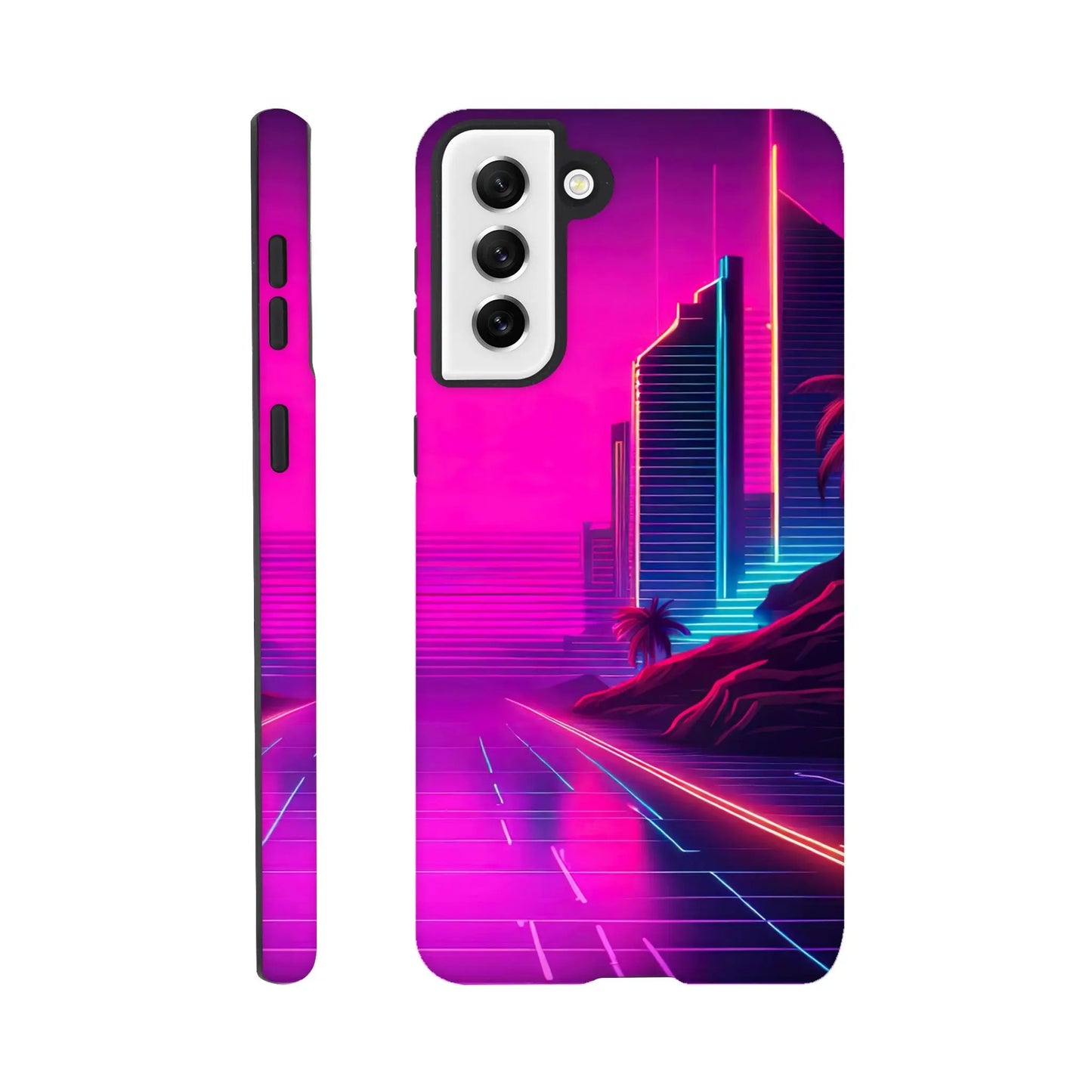 Smartphone-Hülle "Hart" - Stadtlandschaft - Neon Stil, KI-Kunst RolConArt, Neon, Galaxy-S21-Plus