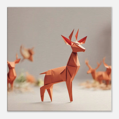 Leinwandbild - Hirsch - Origami Stil, KI-Kunst - RolConArt, Origami Kunst, 60x60-cm-24x24