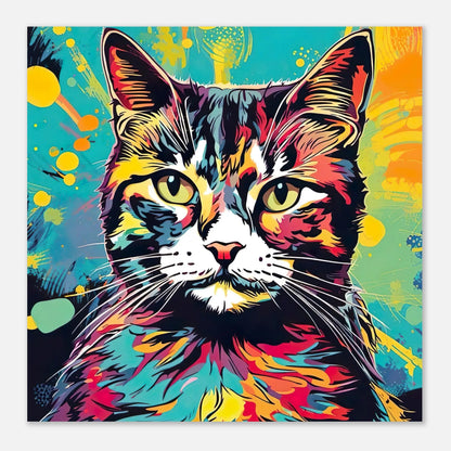 Aluminiumdruck - Katze - Pop Art Stil, KI-Kunst RolConArt