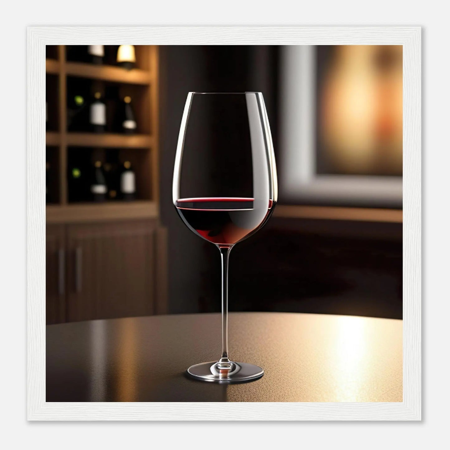 Gerahmtes Premium-Poster - Rotwein im Glas - Foto Stil, KI-Kunst - RolConArt, Kreative Vielfalt, 30x30-cm-12x12-Weißer-Rahmen