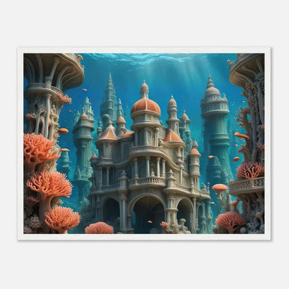 Gerahmtes Premium-Poster - Unterwasserwelt - Digitaler Stil, KI-Kunst - RolConArt, Unterwasserlandschaften, 45x60-cm-18x24-Weißer-Rahmen
