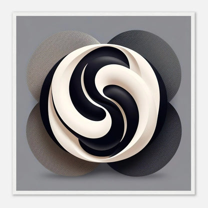 Gerahmtes Premium-Poster - Yin Yang - Digitaler Stil, KI-Kunst - RolConArt, Kreative Vielfalt, 70x70-cm-28x28-Weißer-Rahmen