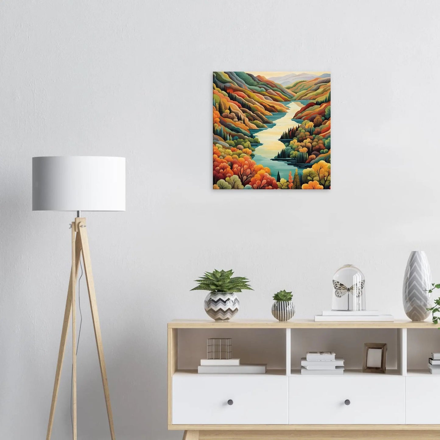 Leinwandbild - Landschaft mit See - Malerischer Stil, KI-Kunst - RolConArt, Landschaften, 