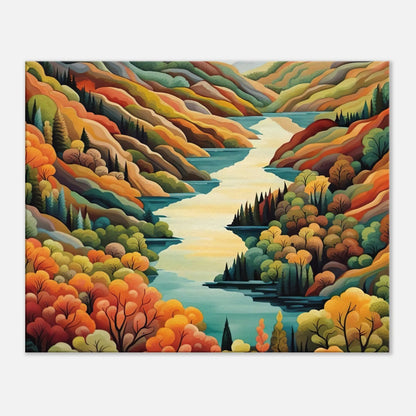 Leinwandbild - Landschaft mit See - Malerischer Stil, KI-Kunst - RolConArt, Landschaften, 60x75-cm-24x30