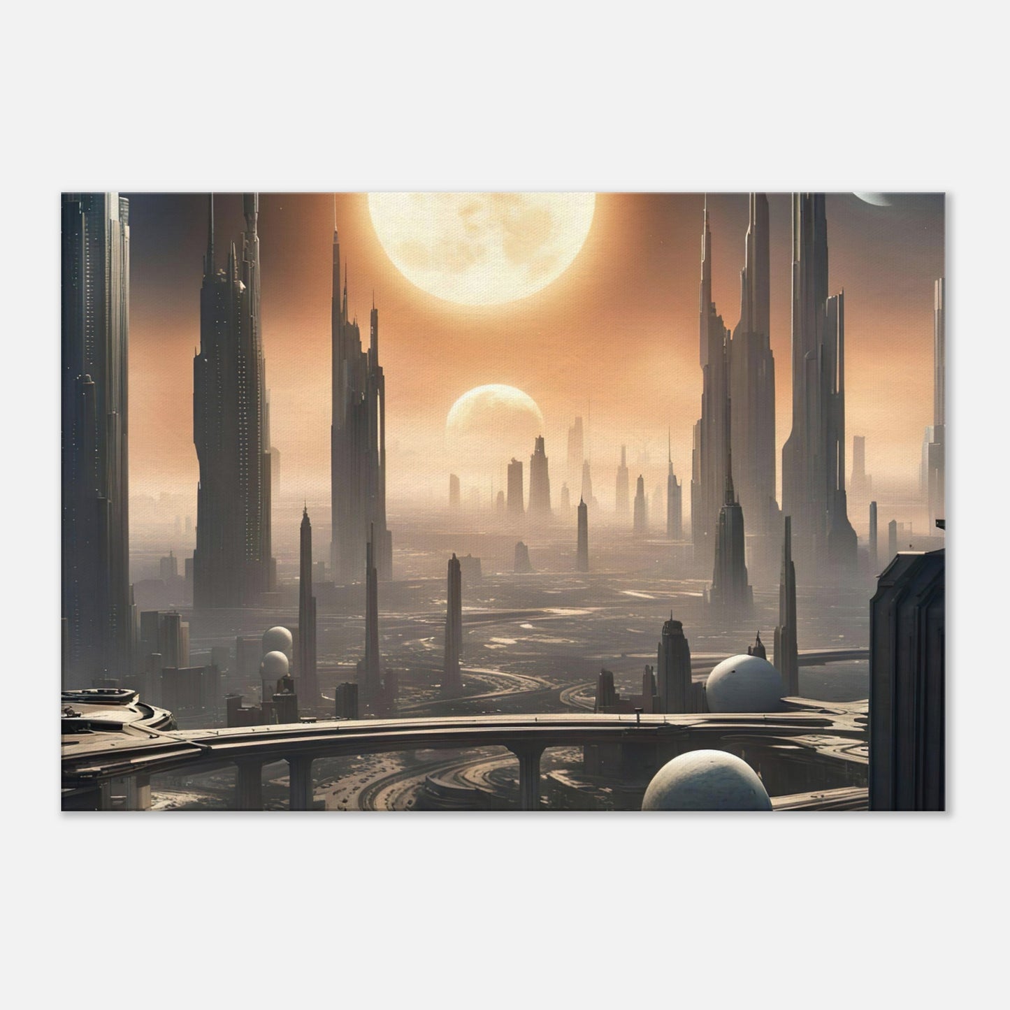 Leinwandbild - Futuristische Welt - Digitaler Stil, KI-Kunst - RolConArt, Sci-Fi, 70x100-cm-28x40