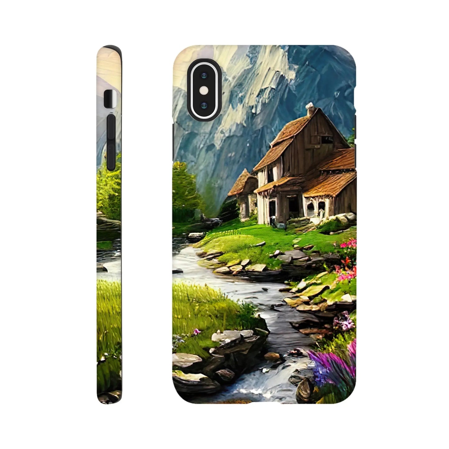 Smartphone-Hülle "Hart" - Berglandschaft - Malerischer Stil, KI-Kunst RolConArt, Landschaften, iPhone-XS-Max