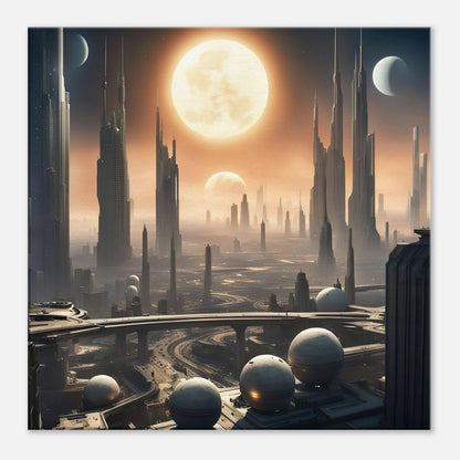 Leinwandbild - Futuristische Welt - Digitaler Stil, KI-Kunst - RolConArt, Sci-Fi, 50x50-cm-20x20