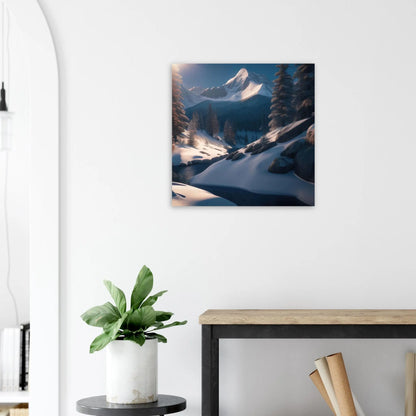 Moderner Forex-Druck - Berglandschaft mit Schnee - Foto Stil, KI-Kunst RolConArt