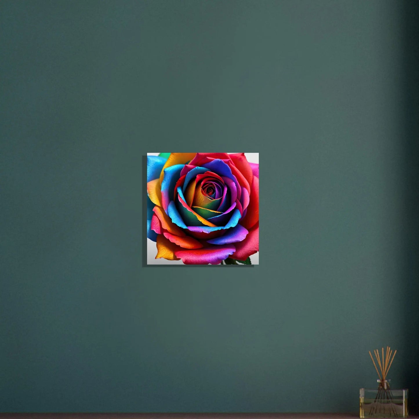 Aluminiumdruck - Bunte Rose - Foto Stil, KI-Kunst - RolConArt, Pflanzen, 40x40-cm-16x16