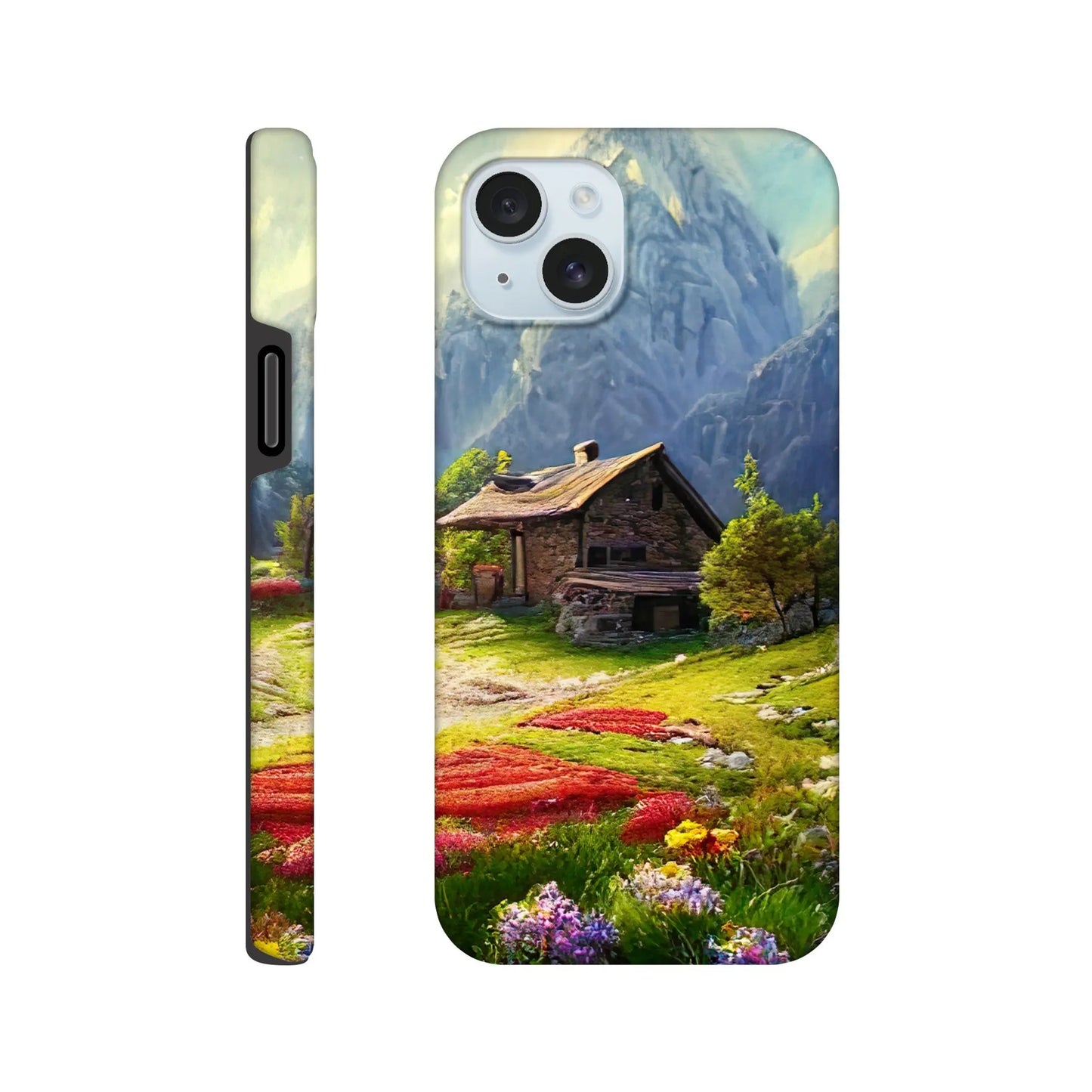 Smartphone-Hülle "Hart" - Berglandschaft - Malerischer Stil, KI-Kunst RolConArt, Landschaften, iPhone-15-Plus