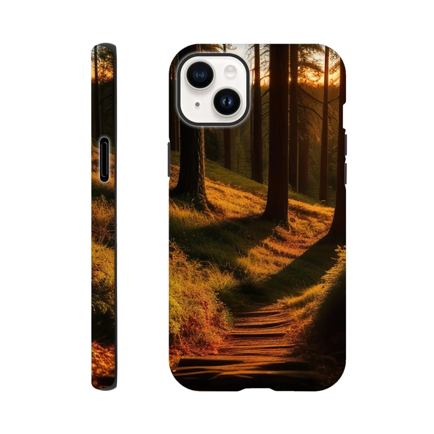 Smartphone-Hülle "Hart" - Waldlandschaft - Foto Stil, KI-Kunst RolConArt, Landschaften, iPhone-14-Plus