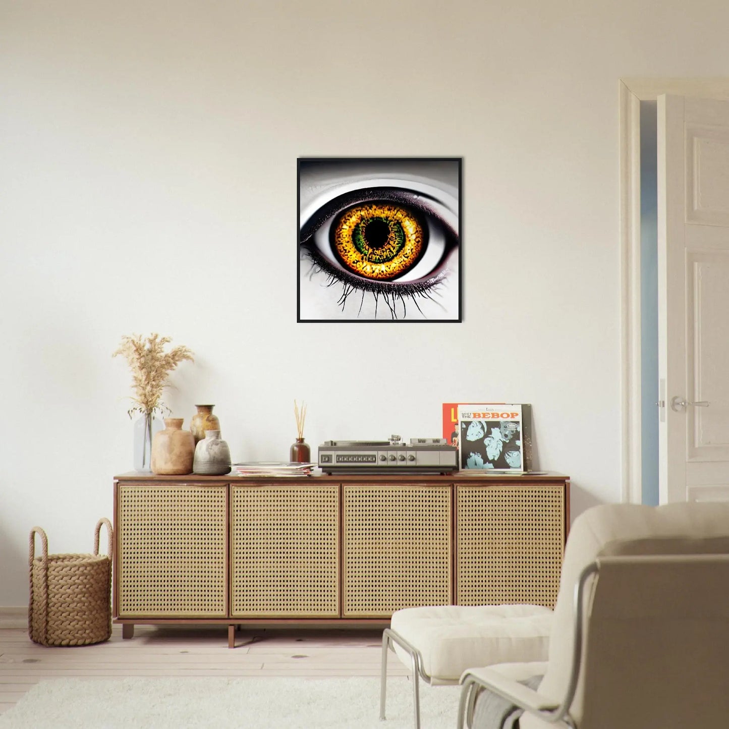 Gerahmtes Premium-Poster - Abstraktes Auge - Foto Stil, KI-Kunst - RolConArt, Fotokunst - Kreative Vielfalt, 