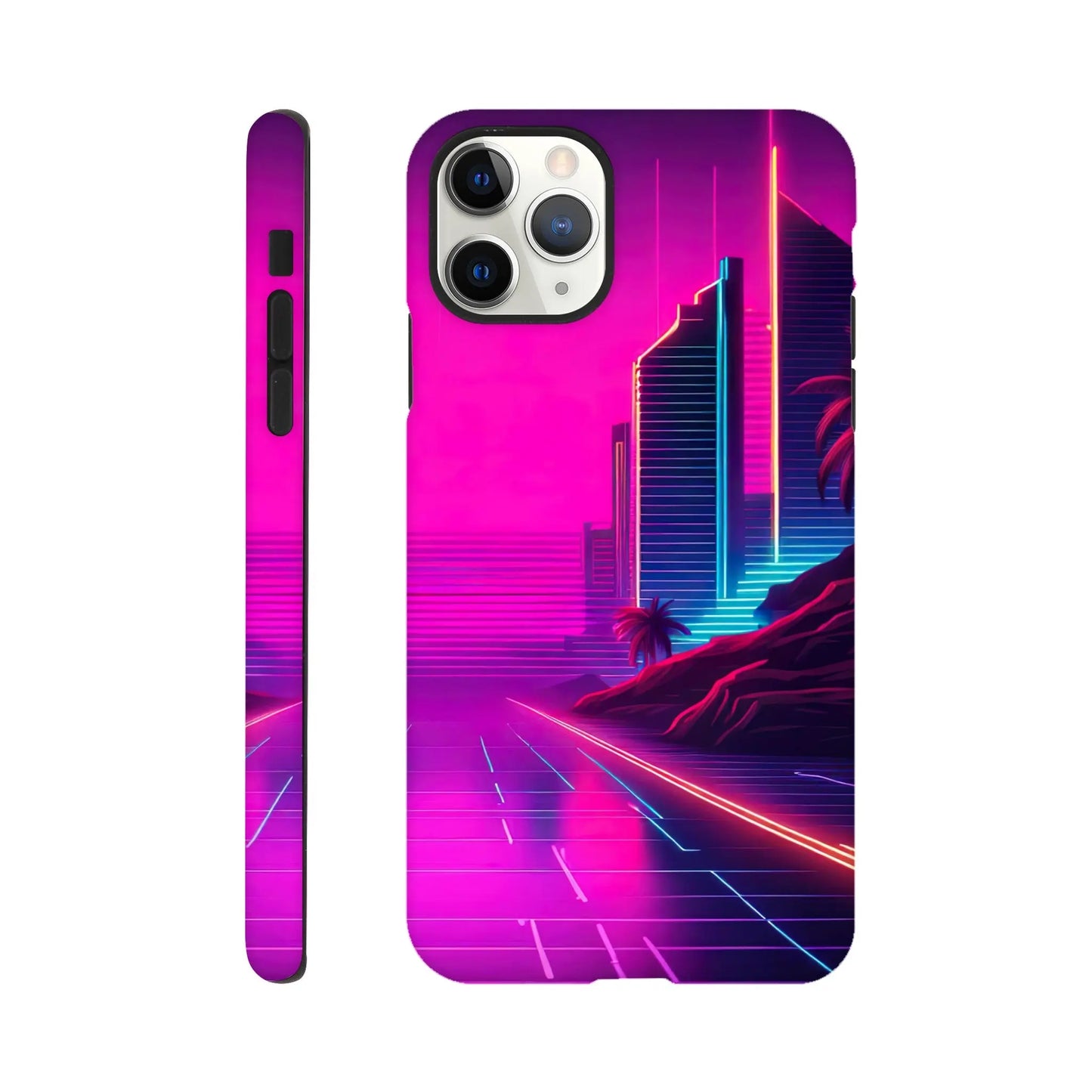 Smartphone-Hülle "Hart" - Stadtlandschaft - Neon Stil, KI-Kunst RolConArt, Neon, iPhone-11-Pro-Max