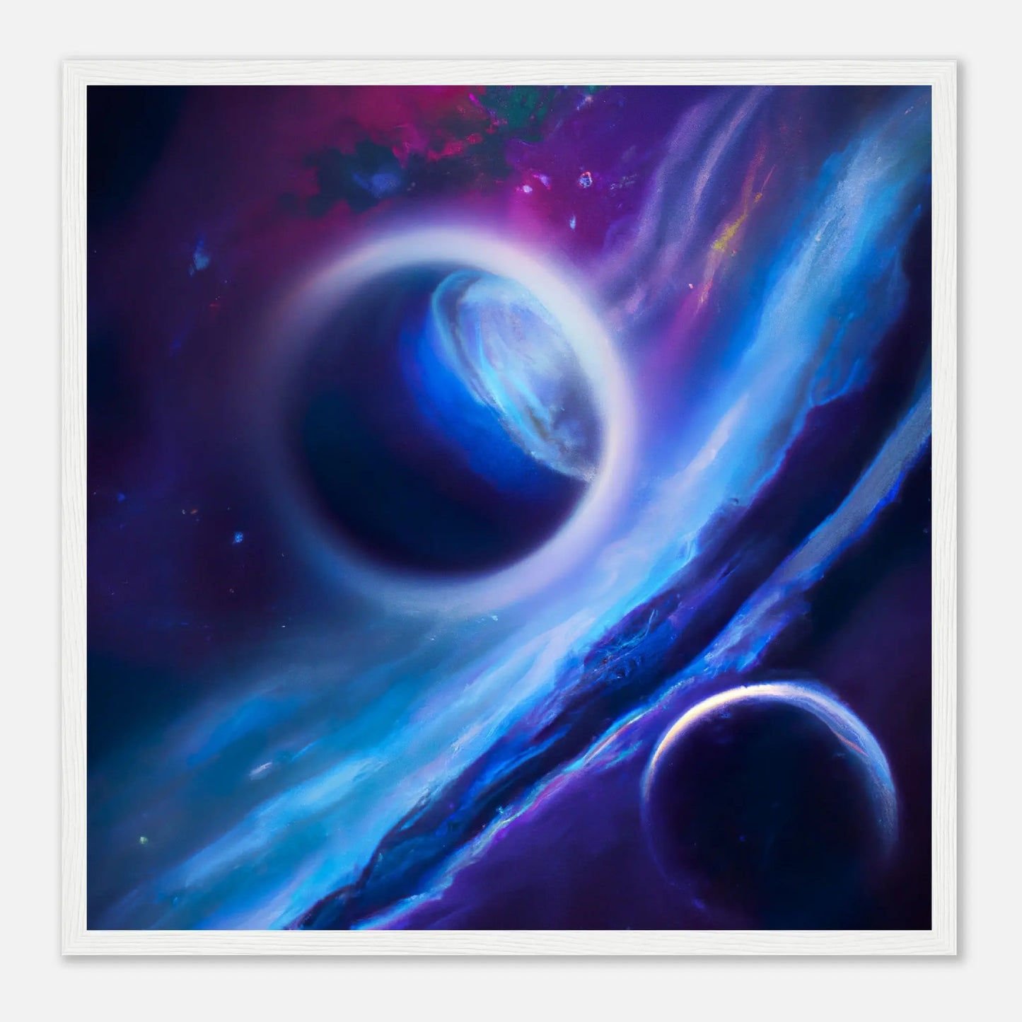 Gerahmtes Premium-Poster - Planet, Weltraum - Digitaler Stil, KI-Kunst - RolConArt, Sci-Fi, 50x50-cm-20x20-Weiß