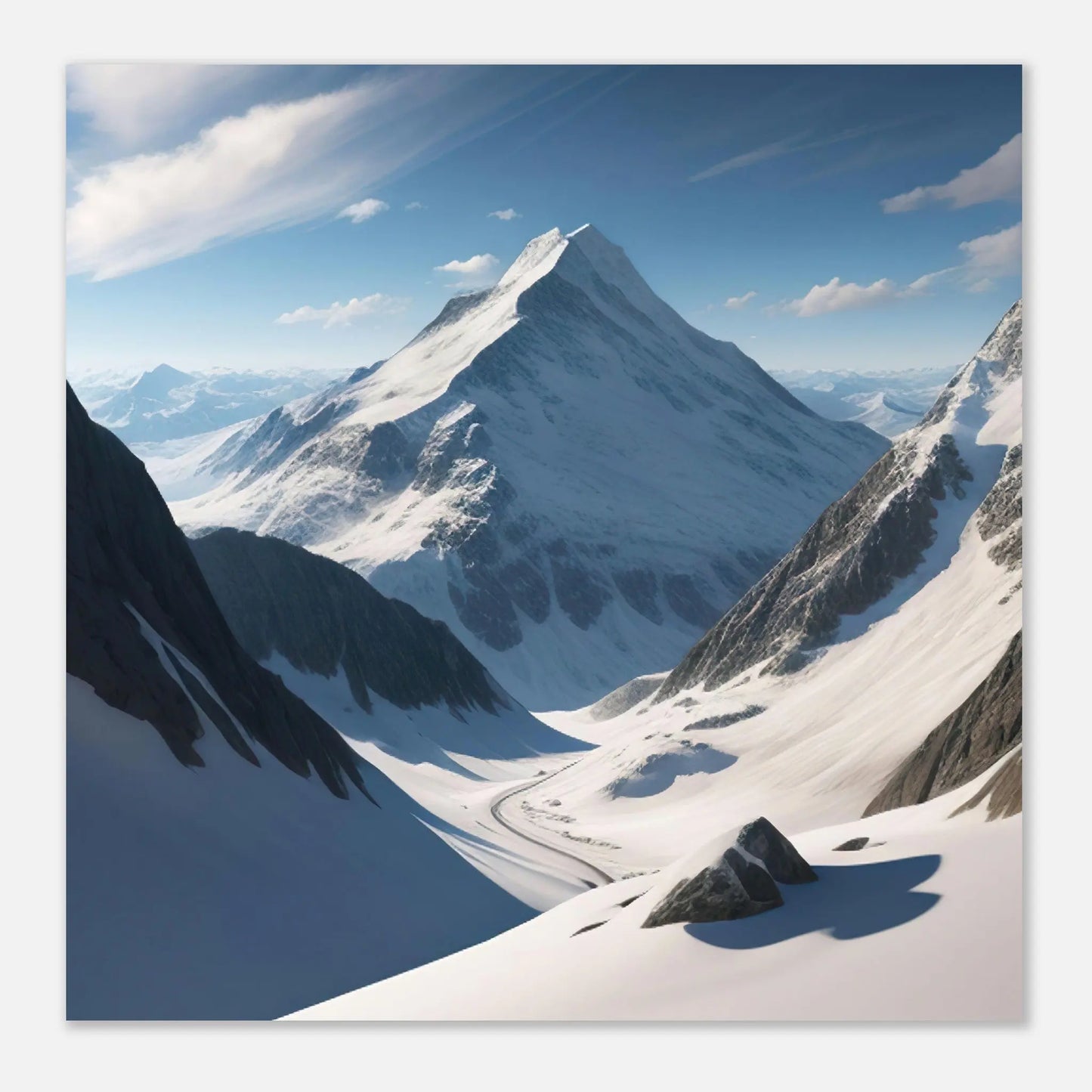 Moderner Forex-Druck - Berglandschaft mit Schnee - Foto Stil, KI-Kunst - RolConArt, Landschaften, 