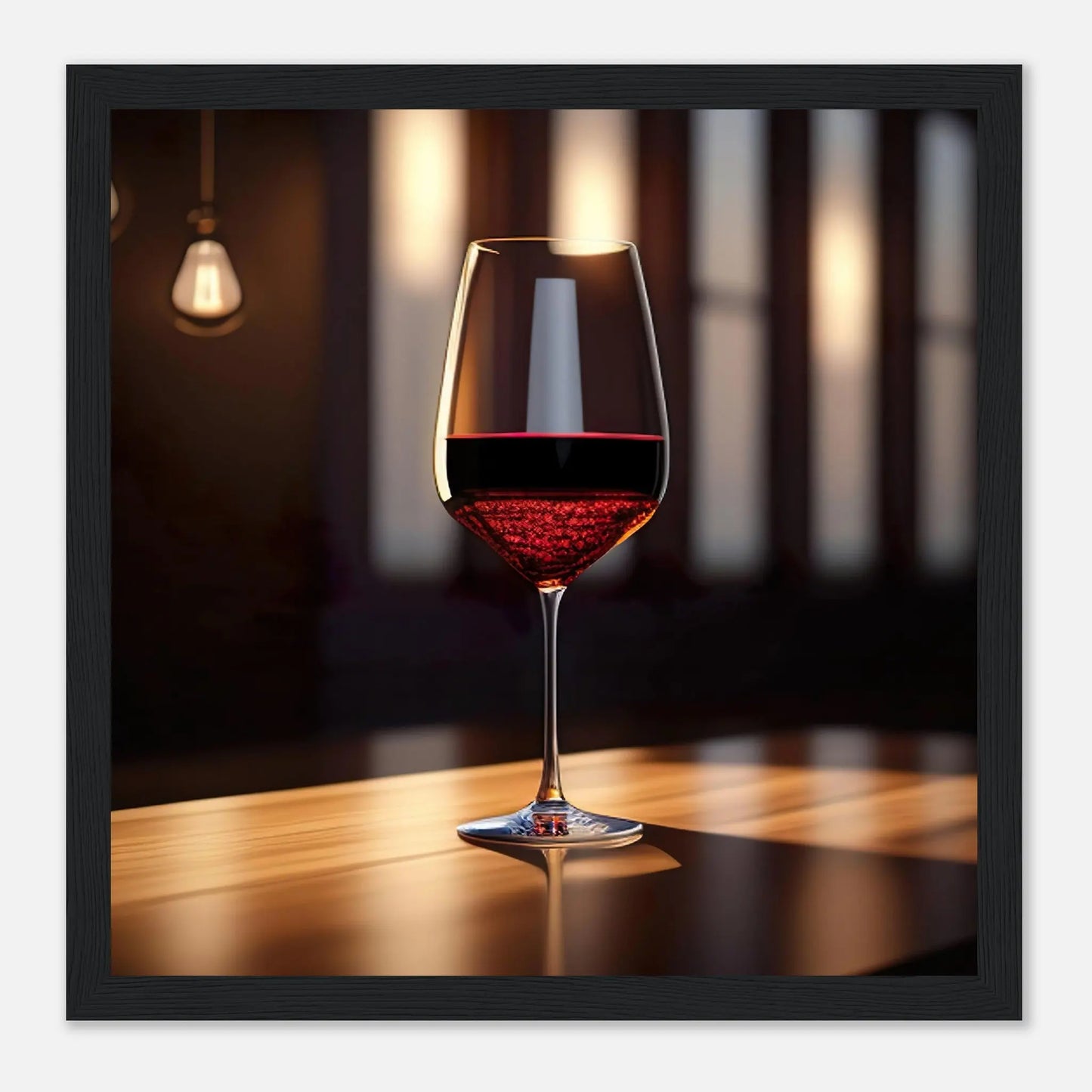Gerahmtes Premium-Poster - Rotwein im Glas - Foto Stil, KI-Kunst - RolConArt, Kreative Vielfalt, 30x30-cm-12x12-Schwarzer-Rahmen