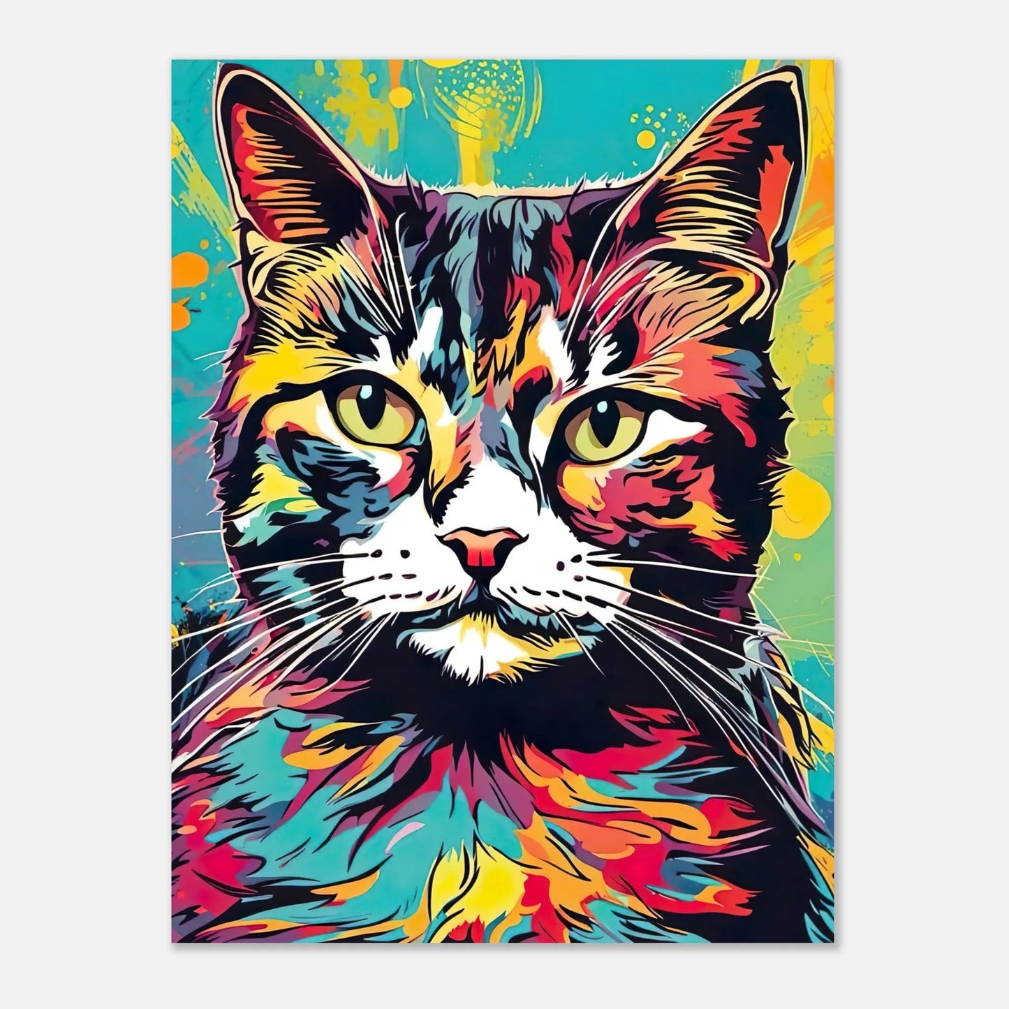 Aluminiumdruck - Katze - Pop Art Stil, KI-Kunst RolConArt