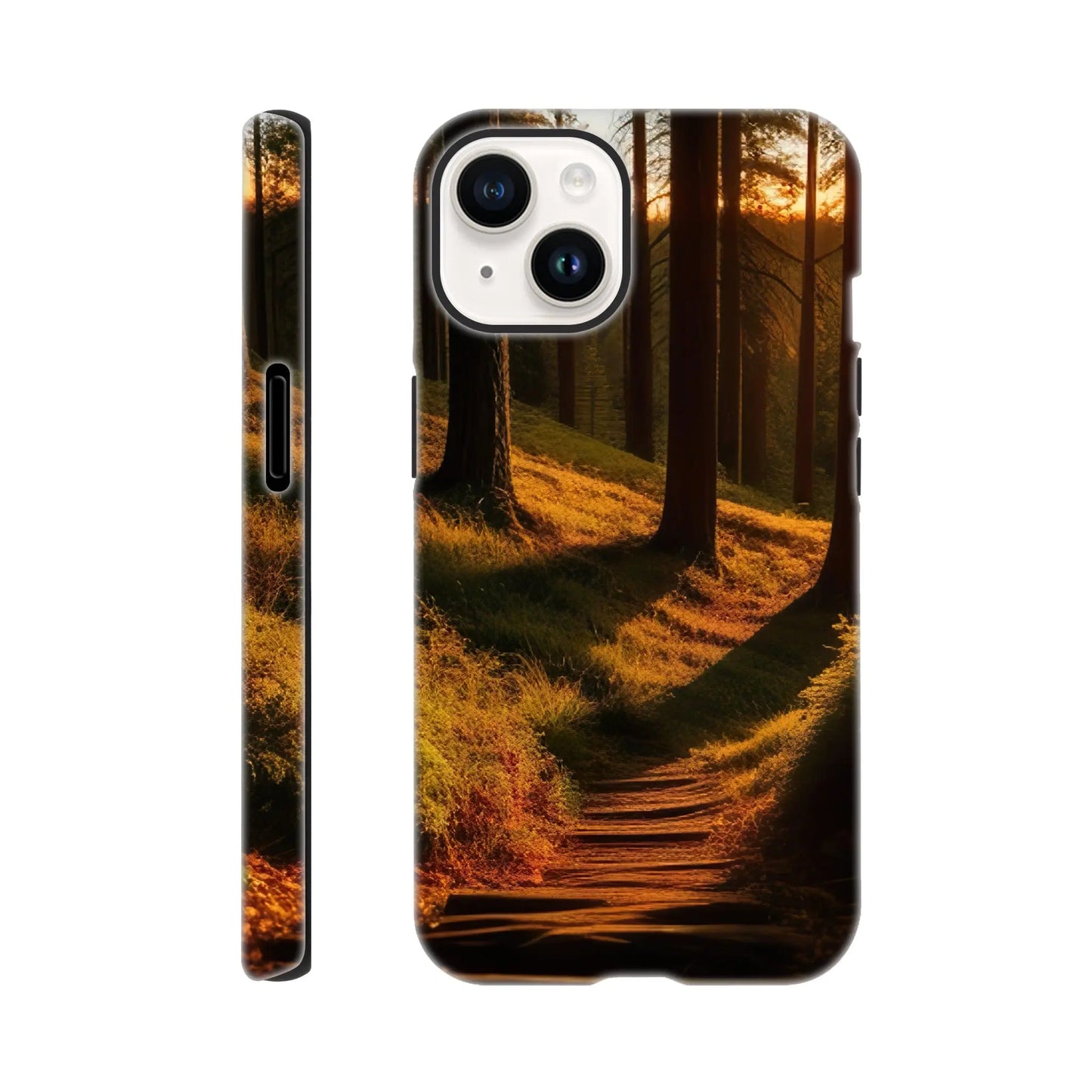 Smartphone-Hülle "Hart" - Waldlandschaft - Foto Stil, KI-Kunst RolConArt, Landschaften, iPhone-14