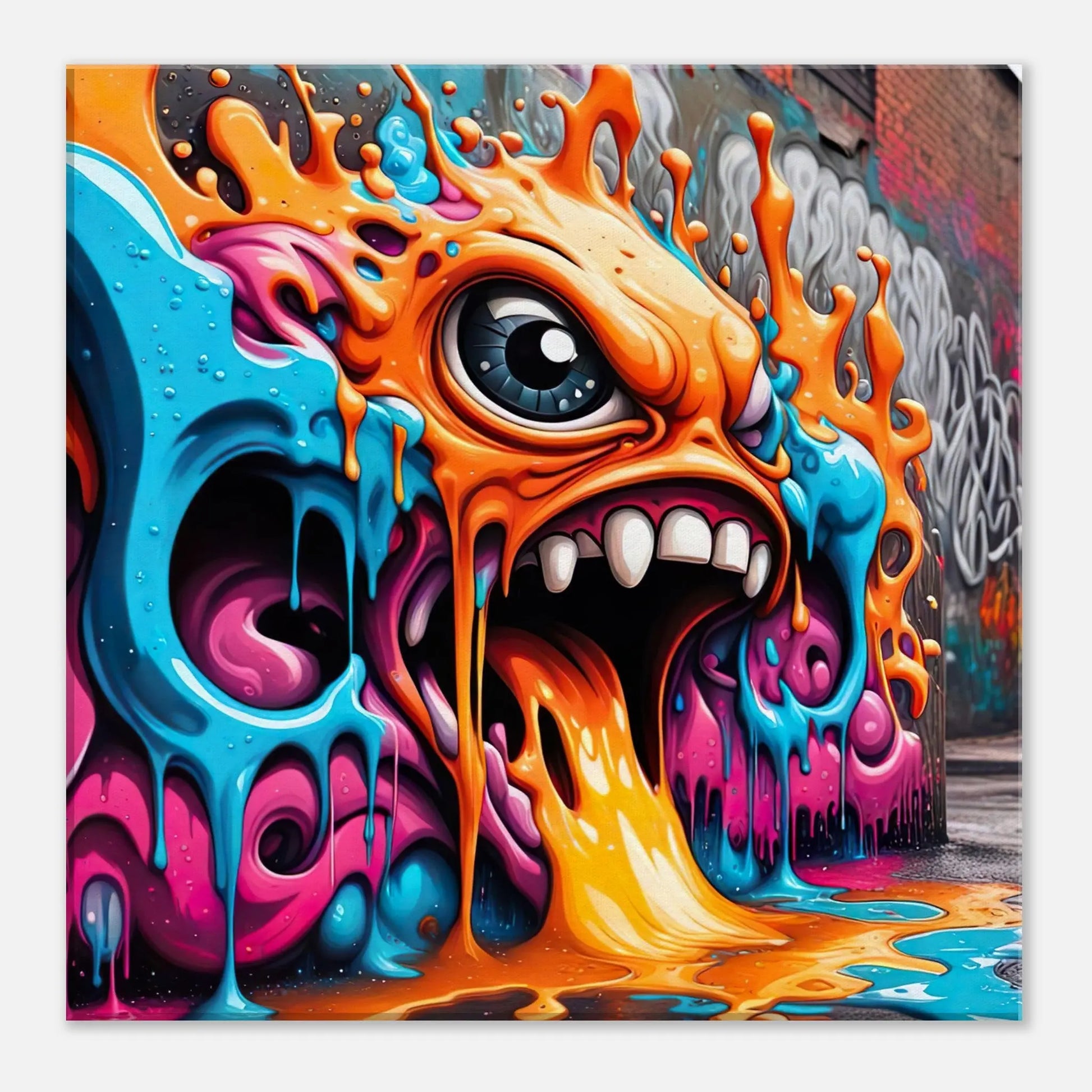 Leinwandbild - 3D Graffiti - Splash Art Stil, KI-Kunst - RolConArt, Splash Art, 40x40-cm-16x16